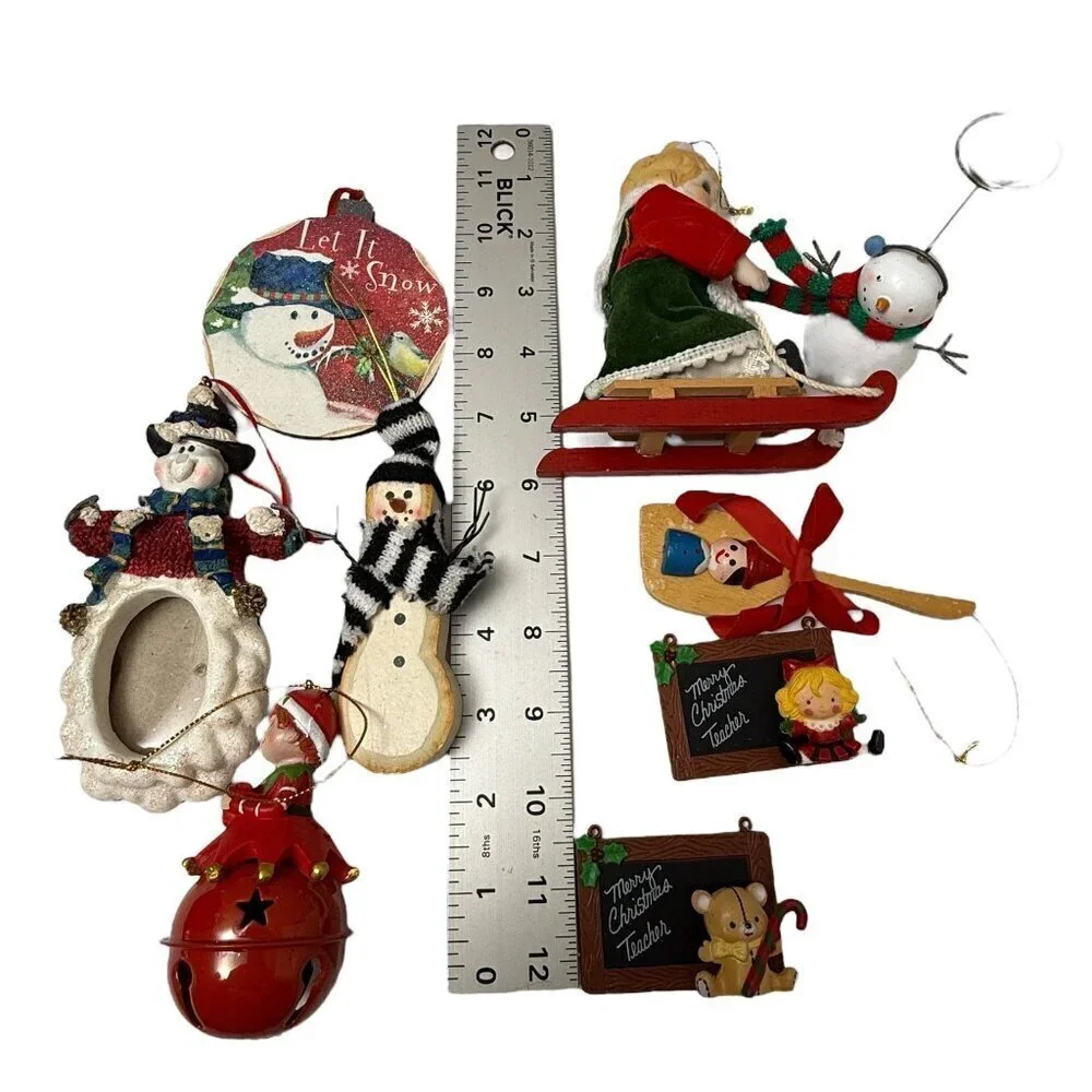 Christmas Ornaments Bundle Retro Holiday Decor Crafts Mix Snowman Teacher